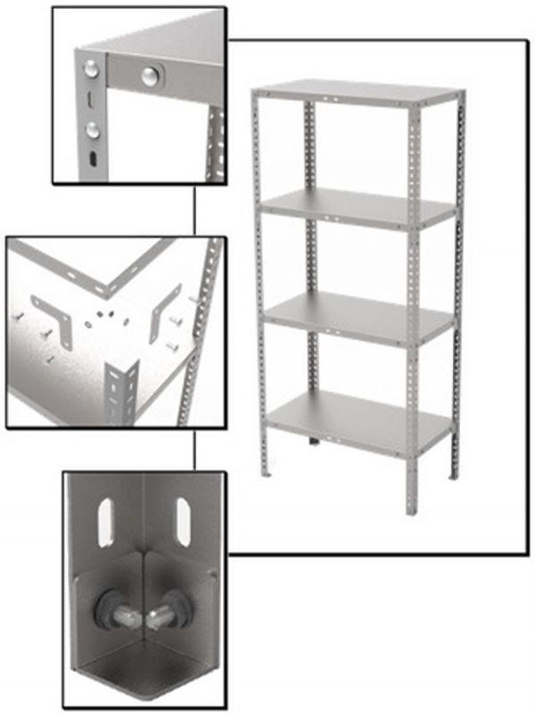 Стеллаж складской в сборе Strong 1200x400x2000 (оцинк.)