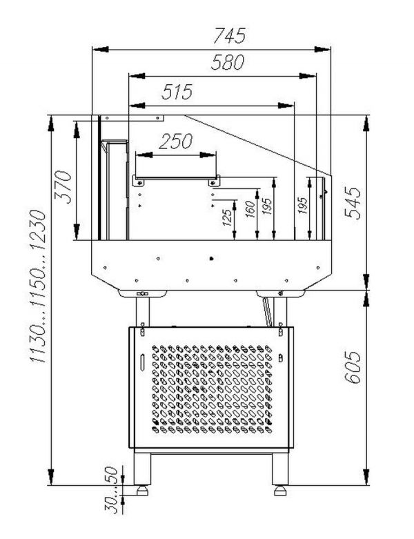 Мобильная холодильная витрина Полюс ODA PF07-12 VM 0,9-2 9006