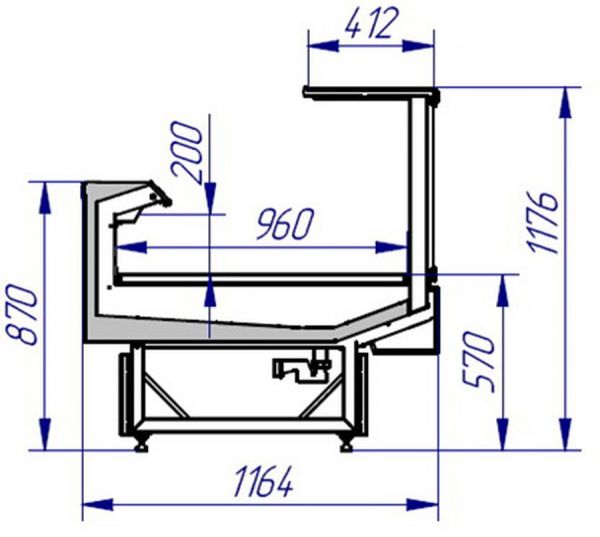 Витрина холодильная ВПC 0,195-1,2 (Italfrigo Veneto Quadro 1250 Д)