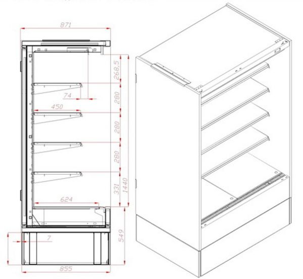 Пристенная витрина ITON Hawk Unit 120