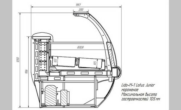 Витрина для мороженого Lida LOTUS Junior M 1,5 (с лайт-боксом)