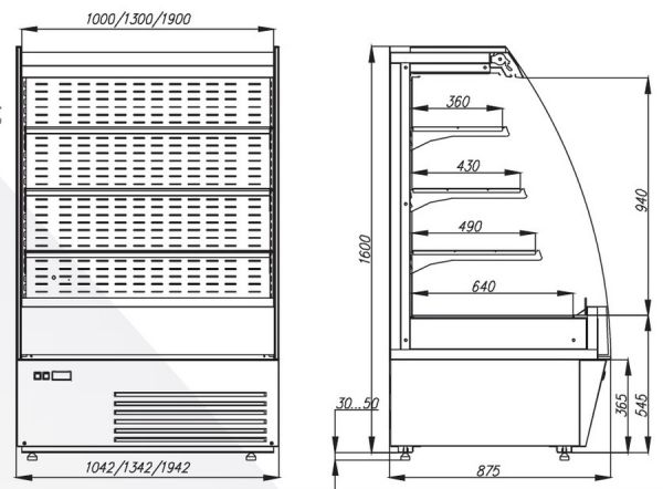 Пристенная витрина Полюс F 16-08 VM 1,0-2 0020 (Carboma 1600/875 ВХСп-1,0) стеклопакет