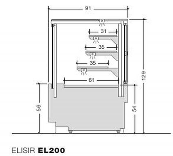 Кондитерская витрина Criocabin ELISIR EL200 1250 (золотистая выкладка)