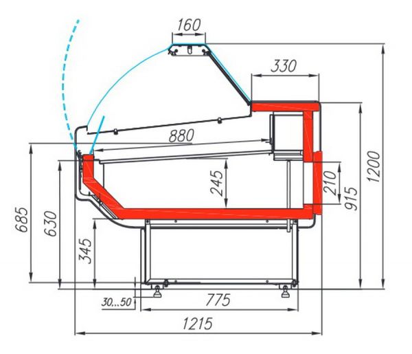 Холодильная витрина Полюс Carboma Atrium G120 SV 1,25-1 (статика)