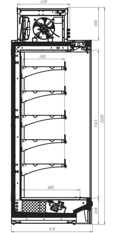 Пристенный охлаждаемый стеллаж Polair Monte MH 1875 Plug-In
