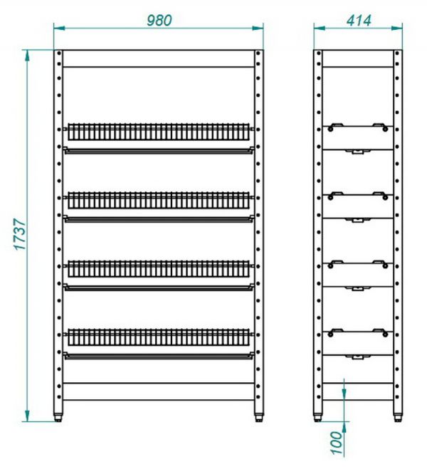 Стеллаж кухонный для сушки тарелок ССТ-4-2 (140 тарелок, с лотком для сбора воды)