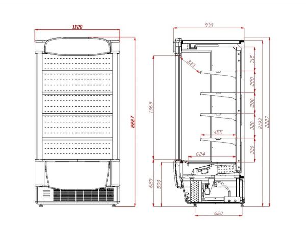 Пристенная витрина ITON Open Front OF100H200G