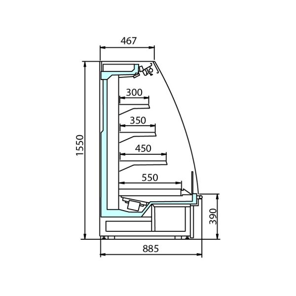 Полувертикальная горка Arneg BRIONI 2 MP H150 GI 1250