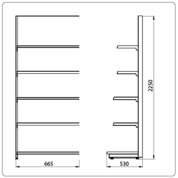 Пристенный стеллаж для магазина Eco Line L=665