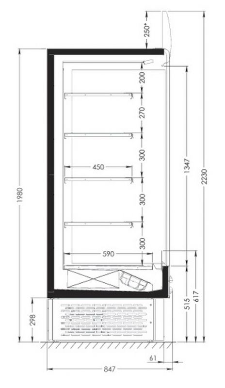 Пристенная витрина FREOR Mercury 1250