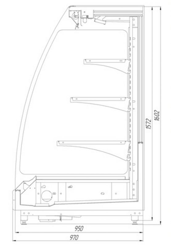 Холодильная горка Миндаль-Mini 1600/970 ВХС-1250 (вынос)