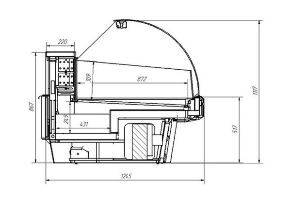 Холодильная витрина Lida MIDI U 1,3 (встройка)