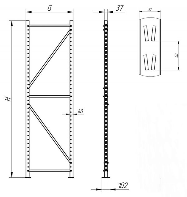 Рама для стеллажа Lager LX Н=2400, G=800