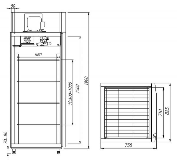 Холодильный шкаф Полюс Carboma R700 INOX