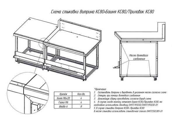 Кондитерский нейтральный прилавок Полюс KC80 (Borneo) N 0,8-7