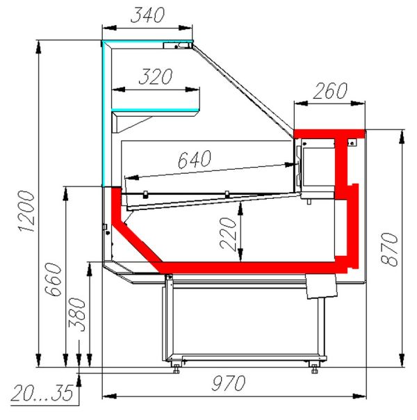 Холодильная витрина Полюс ВХСр-2,0 Carboma (Palm 2 GC95 SV 2,0-1) KombiLux / INOX