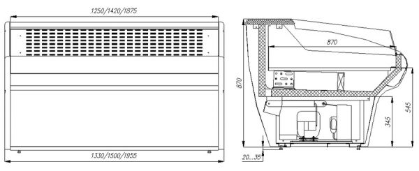 Витрина холодильная Полюс ВХСо-1,25 Сarboma (Bavaria G110 VM 1,25-2) (динамика)