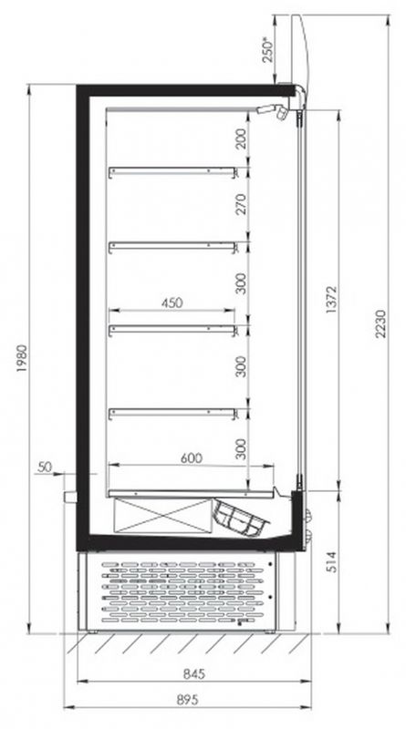 Пристенная витрина FREOR Mercury Storage 2500