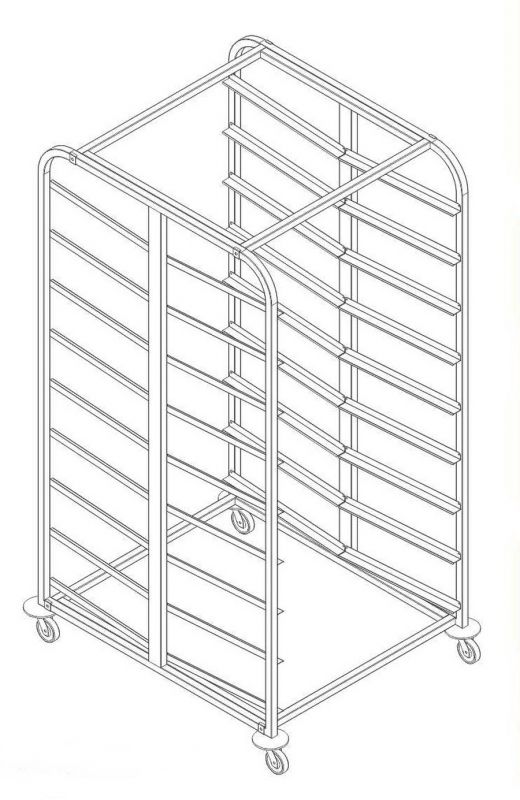 Тележка-шпилька для противней 800х600 ТШПп Profi Inox 860х620х1500