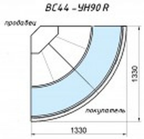 Холодильная витрина Ариада Bern Cube ВС44-УН90R (наружный радиусный угол 90)
