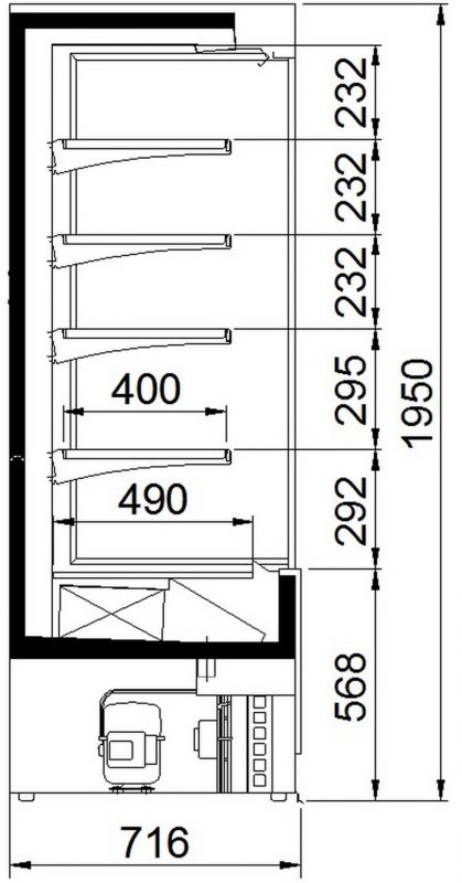 Холодильная горка Ариада Crosby (Кросби) ВС 1.70-2500 (гастрономическая, встройка)