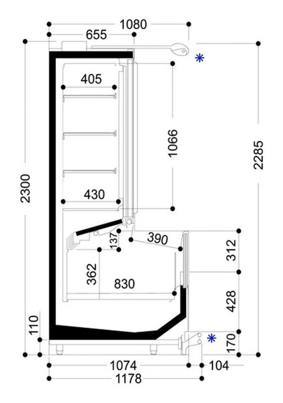 Шкаф-бонета Costan MIURA H2200 LG300 MT2240