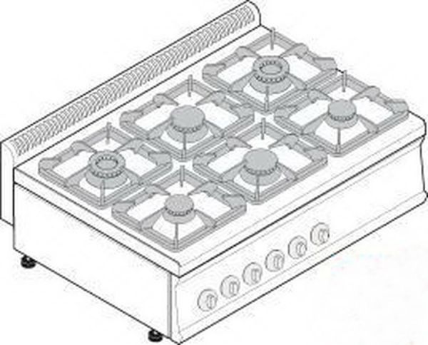 Плита 6-конфорочная 700 серии Tecnoinox PC105G7 ГАЗ