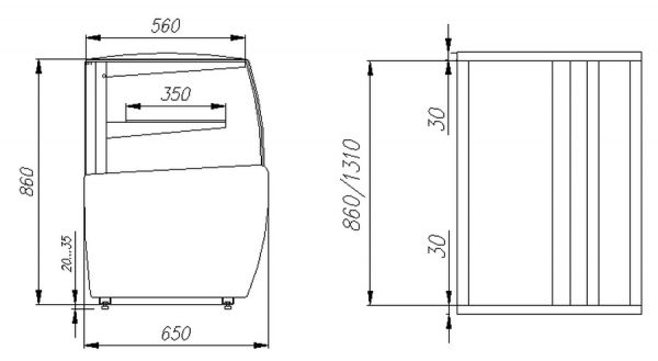 Кондитерская витрина Полюс Carboma ВХСв-1,3д MINI (Flandria K70 VM 1,3-12 LIGHT)