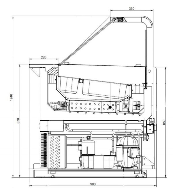 Прилавок для мороженого PHOENIX IC 0,9 (без боковин и фронтальной панели)