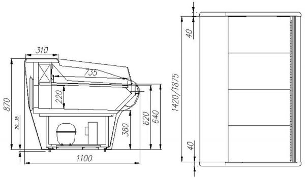 Витрина холодильная Полюс ВХСо-1,5 Сarboma (Bavaria G110 SM 1,5-2) (открытая, статика)