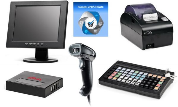 POS-комплект (HUB-19 54ФЗ, SJ-1088, KB-60 MSR, 2D-HW1450, АТОЛ 55Ф с ФН, Linux, Frontol xPOS ЕГАИС)