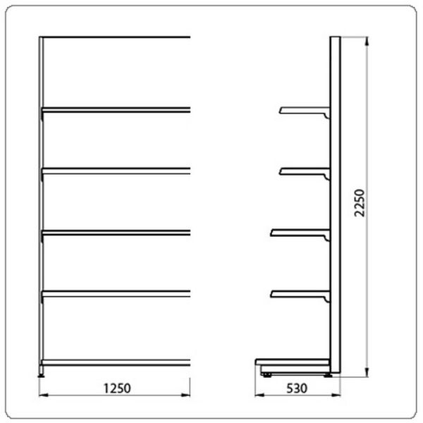 Пристенный стеллаж для магазина Eco Line L=1250