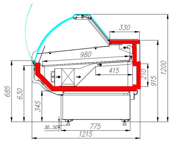 Холодильная витрина Полюс Carboma Atrium G120 VM 1,5-1 KombiLux (динамика)