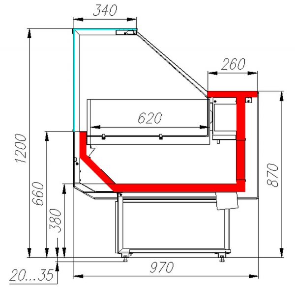 Холодильная витрина Полюс ВХСн-1,8 Carboma (Palm 2 GC95 SL 1,8-1) KombiLux / INOX