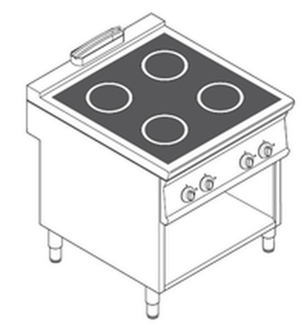 Плита 4-конфорочная 740 серии Tecnoinox PIN8FE7