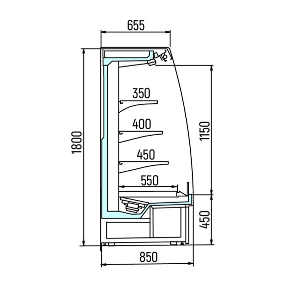 Полувертикальная горка Arneg BRIONI 2 MP H180 GI 2500