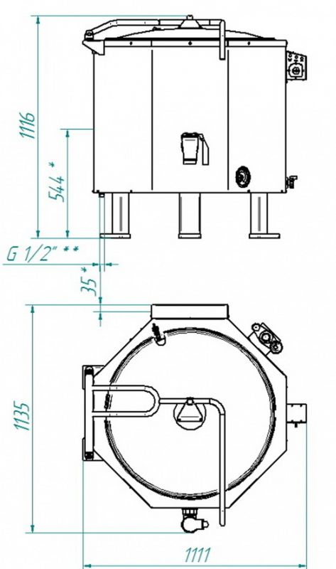 Котел пищеварочный Abat КПЭМ-250 шестигранный