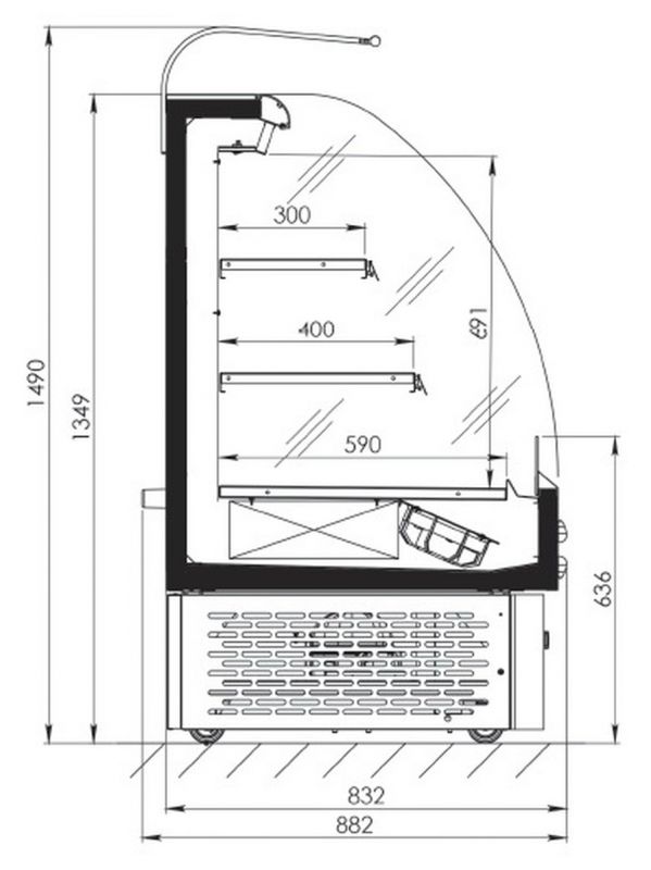 Полувертикальная витрина FREOR Uranus 940