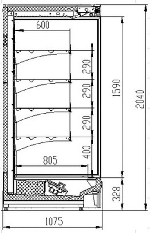 Пристенный охлаждаемый стеллаж Polair Monte L 1875