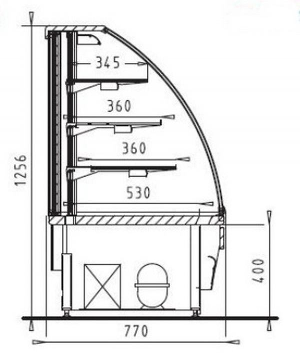 Витрина кондитерская Norpe SAGA-135-M-OAK