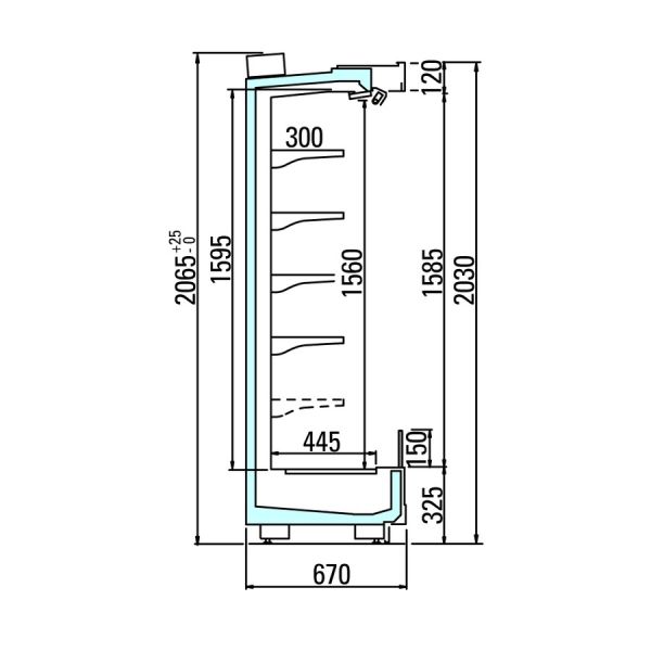 Пристенная горка Arneg PANAMA 3P GL 65 H203 2500