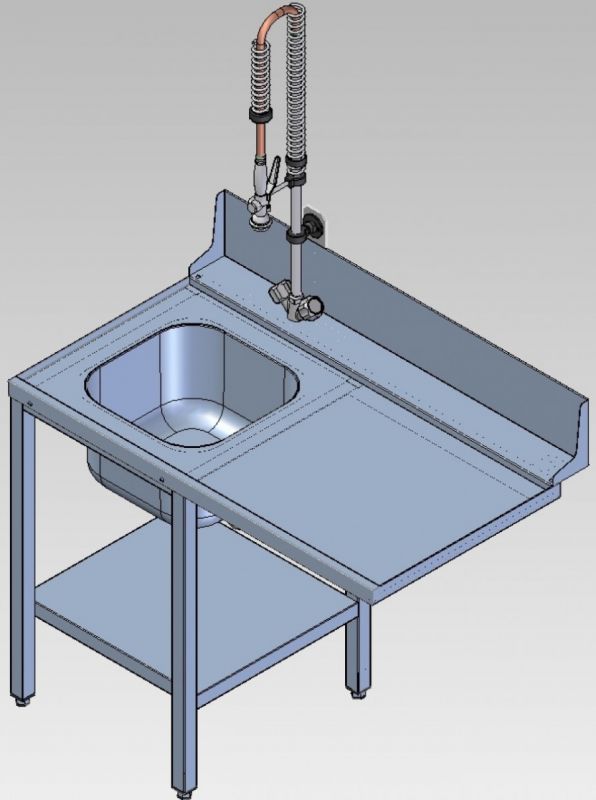Стол предмоечный СПМФ-7-1 для фронтальной посудомоечной машины (1160х690 мм) душ-стойка