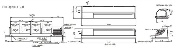 Витрина для суши Hoshizaki HNC-150BE-L-B