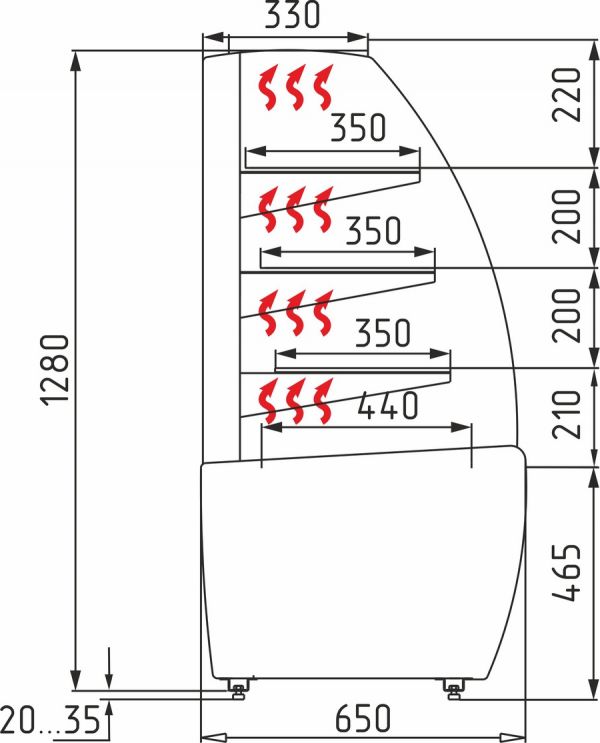 Тепловая витрина Полюс Carboma Flandria Light K70 SH 0,9-1 (стекло)