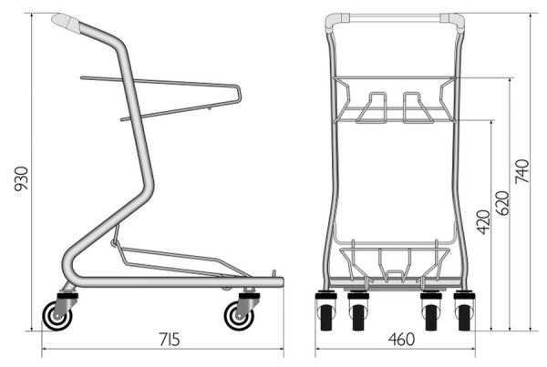 Покупательская тележка FLEX 2 (для двух корзин)