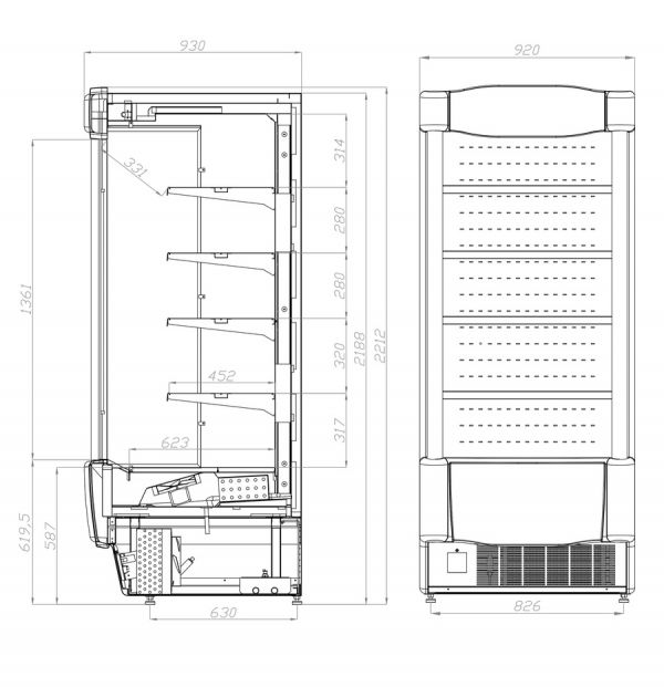 Пристенная витрина ITON Open Front OF80H200G