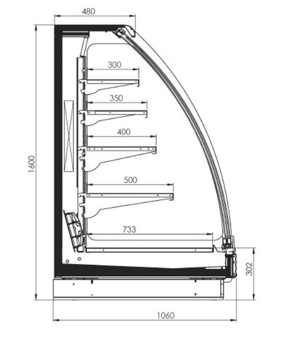 Полувертикальная витрина FREOR Pluton 7 1250