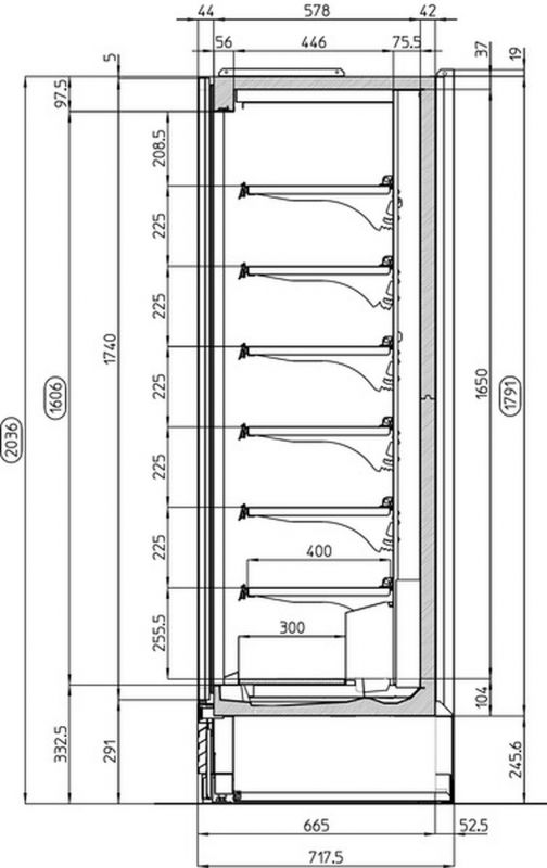 Пристенная витрина Costan TANGO NEXT 2500 - 4P