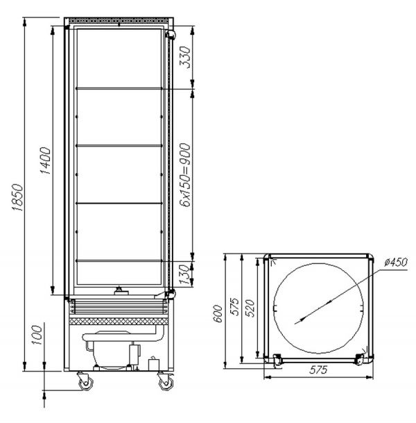 Шкаф холодильный кондитерский Полюс R400Cвр Carboma Люкс INOX (D4 VM 400-2)