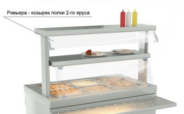 Козырек полки 2-го яруса (700мм) для прилавка горячих напитков
